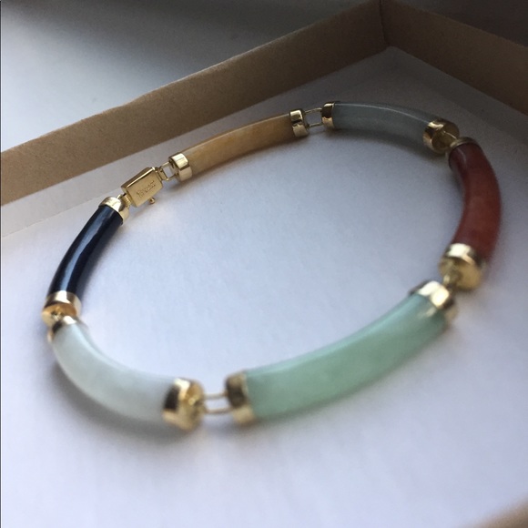 🚫SOLD🚫 14K Multi Color Jade Bracelet ✨ - Picture 4 of 4